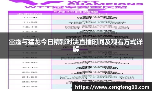 雷霆与猛龙今日精彩对决直播时间及观看方式详解